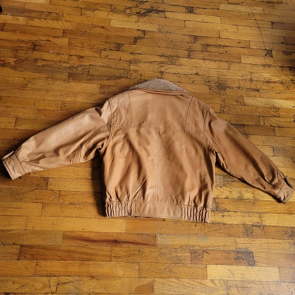 Vintage 90s Gerome Barcelona Genuine Leather Bomber Jacket Camel - Picture 8 of 12